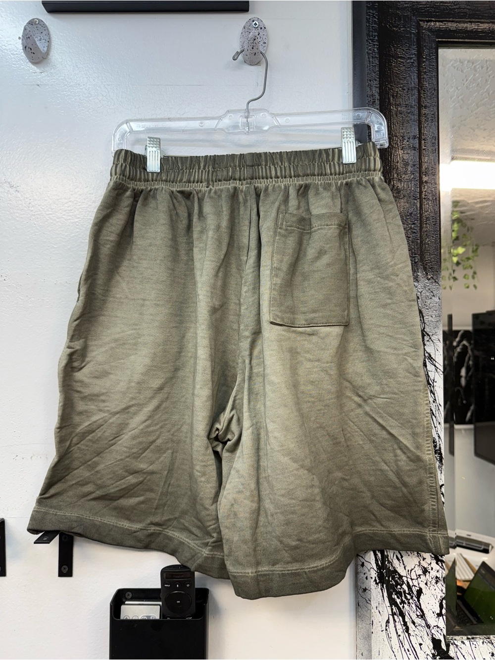 Men's Olive Green faded distressed Cotton Shorts image 3